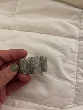 Salisbury Pewter Birthday Engraved Floral Silver Cuff Bracelet - April, Daisy